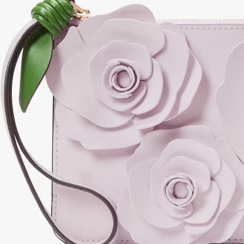 Last one! New Kate Spade Flora Flower Medium L-Zip Wristlet # KK972 - Picture 9 of 9